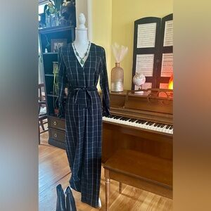 FRNCH Paris Plaid Jumpsuit | Navy & Green | Size Small